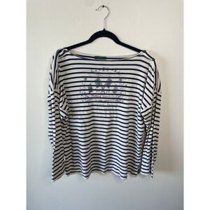 LRL Lauren Jeans Co. Striped Graphic Print Nautical Long Sleeve Top 1X